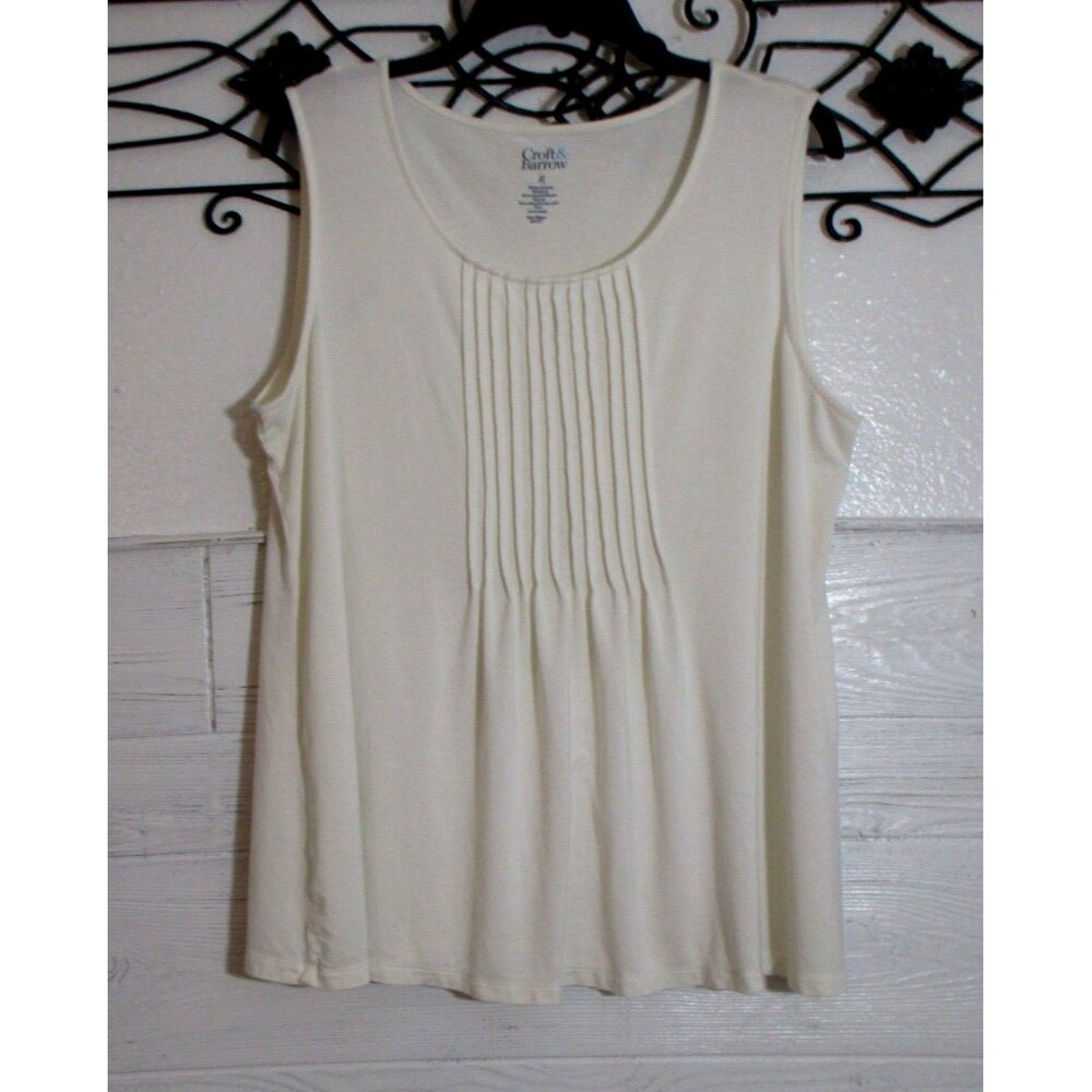 Croft & Barrow Knit Top Women's Size XL Sleeveless Ivory Round Neck